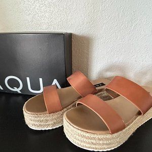 Aqua Ayden Platform Sandal 9.5 Cognac